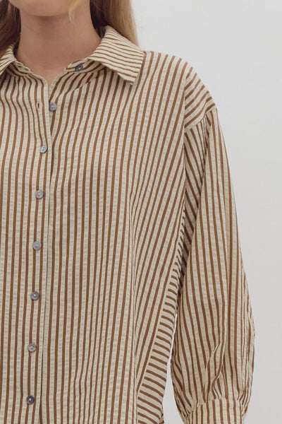 heart of glass striped button down | mocha