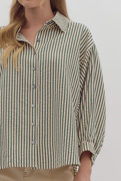 heart of glass striped button down | hunter green