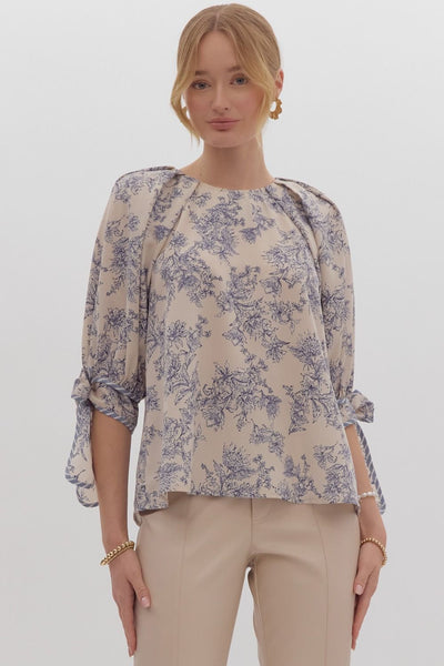 all in the details printed top | ecru
