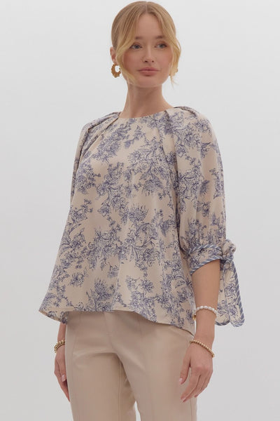 all in the details printed top | ecru