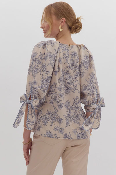 all in the details printed top | ecru