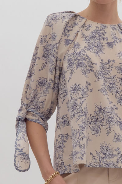 all in the details printed top | ecru