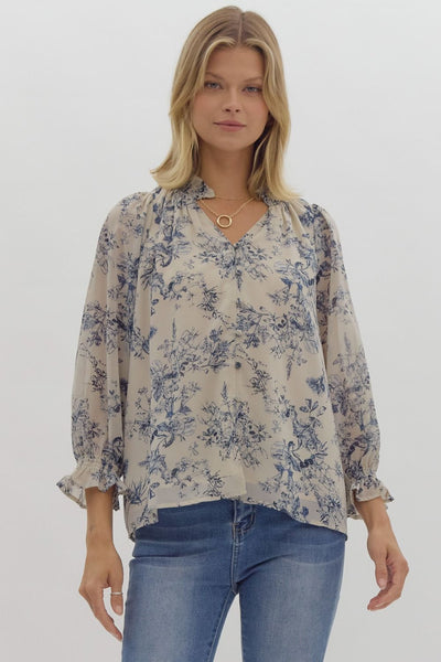 final touches floral top | taupe