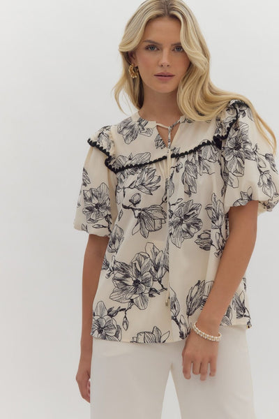 fixed on you floral top | cream