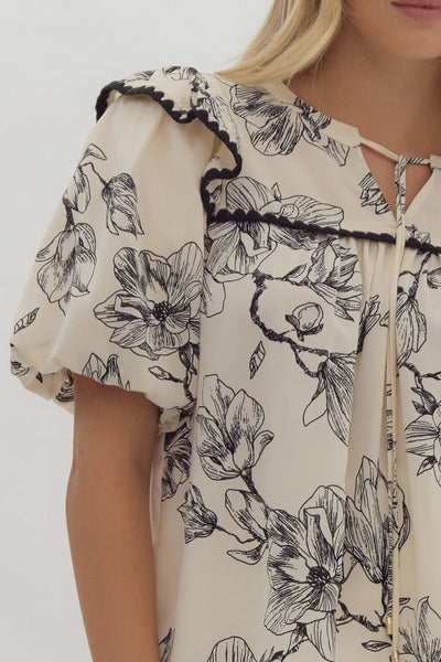 fixed on you floral top | cream