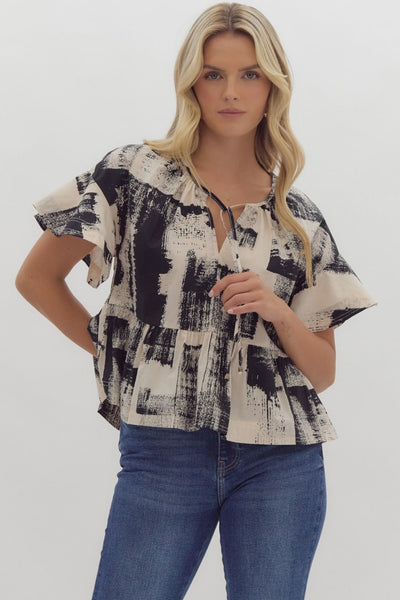 only one for me peplum top | cream + black