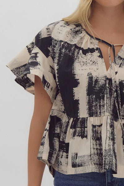 only one for me peplum top | cream + black