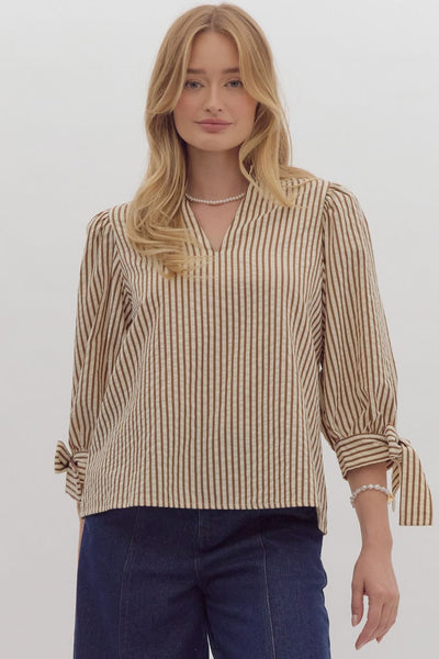 command your destiny striped top | brown