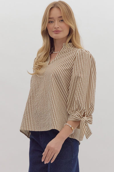 command your destiny striped top | brown
