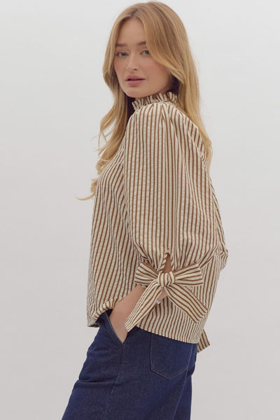 command your destiny striped top | brown