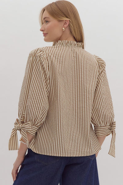 command your destiny striped top | brown