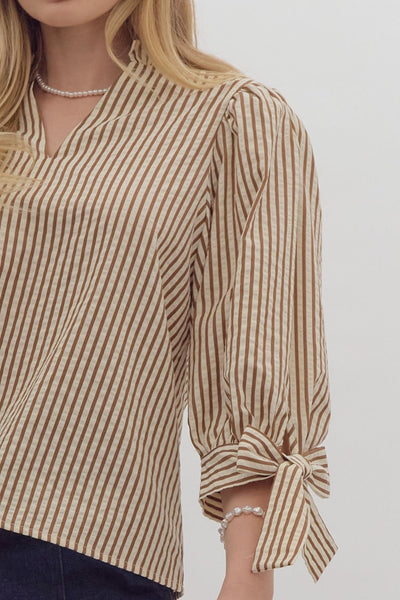 command your destiny striped top | brown