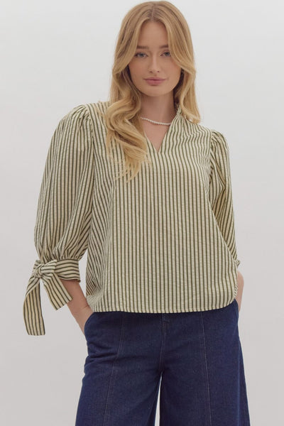 command your destiny striped top | olive