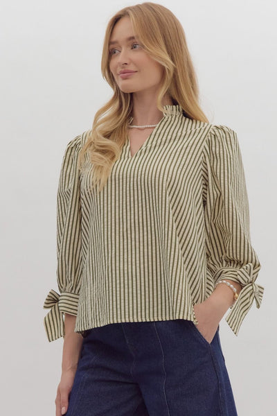 command your destiny striped top | olive