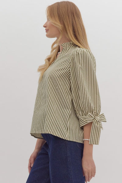 command your destiny striped top | olive