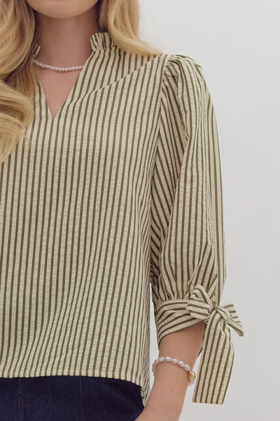 command your destiny striped top | olive