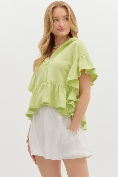 match my mood french terry pullover | apple green