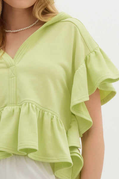 match my mood french terry pullover | apple green