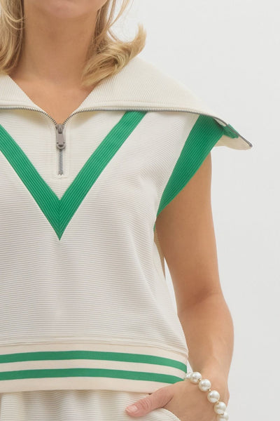 serving aces half-zip jersey pullover | cream