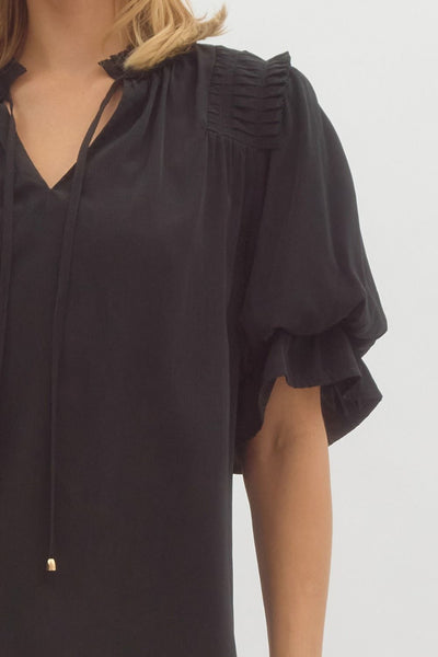 just being me bubble sleeve top | black