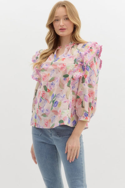 feathered thoughts floral top | pink