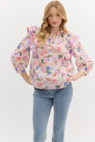 feathered thoughts floral top | pink