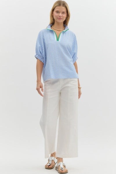 making tidal waves stripe dolman sleeve top | blue