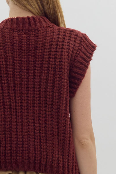 meant to be noticed sleeveless knit cardigan | burgundy