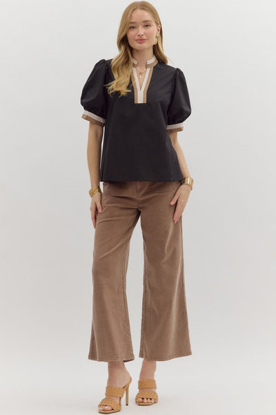 raising the bar bubble sleeve top | black