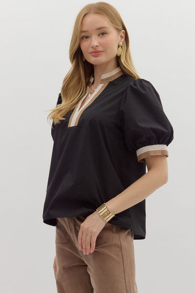 raising the bar bubble sleeve top | black