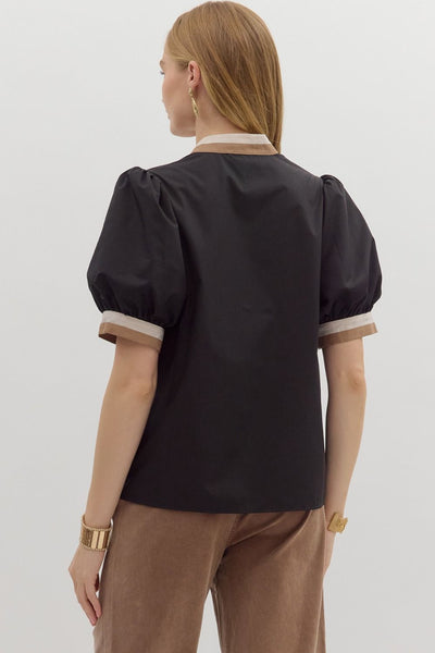raising the bar bubble sleeve top | black