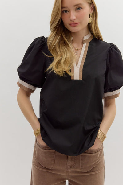raising the bar bubble sleeve top | black
