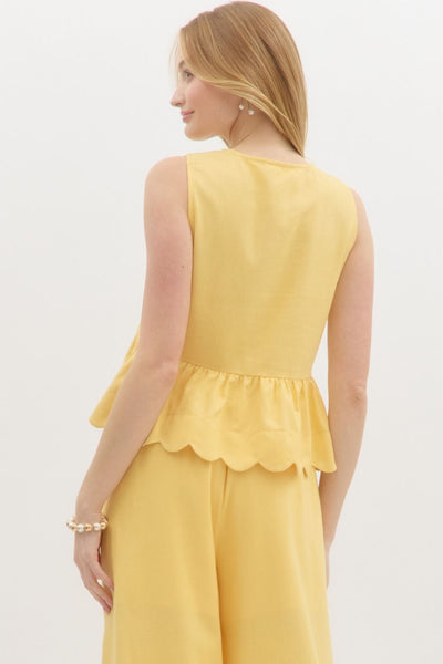 golden hour sleeveless peplum top | lemon