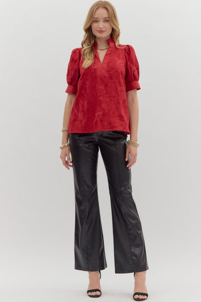 remember the details floral embroidered top | red