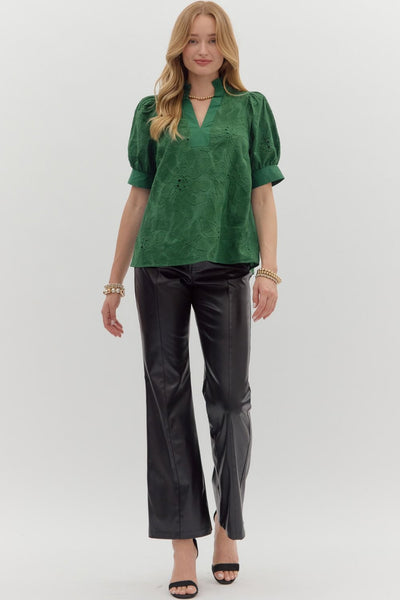remember the details floral embroidered top | green