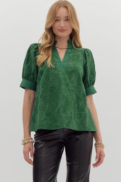 remember the details floral embroidered top | green