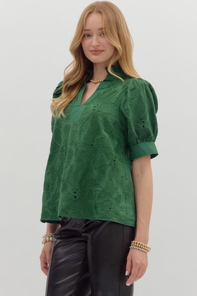 remember the details floral embroidered top | green