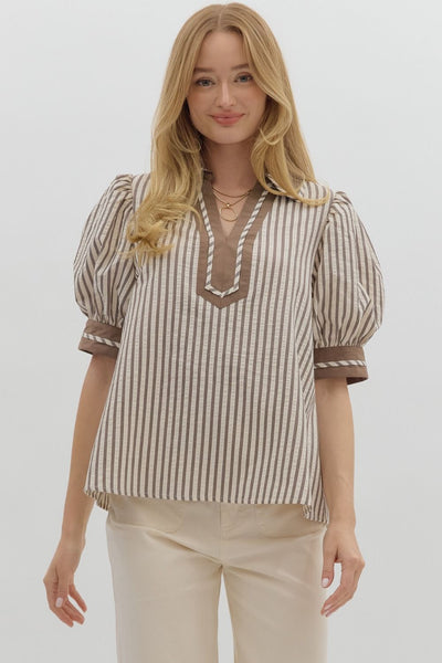 still the one striped top | mocha mousse