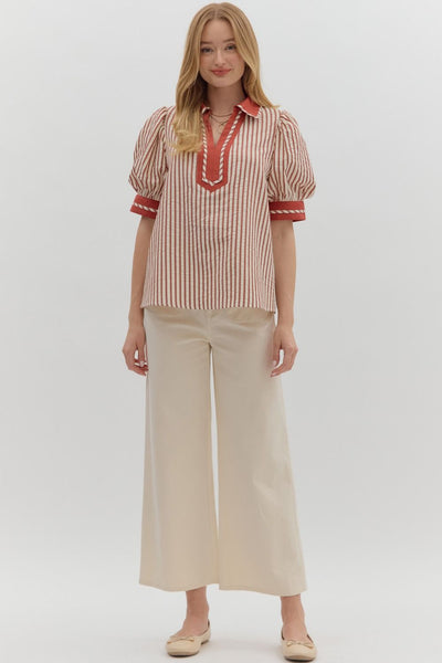 still the one striped top | rust
