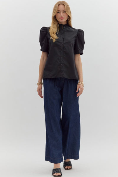 all my life button closure top | black