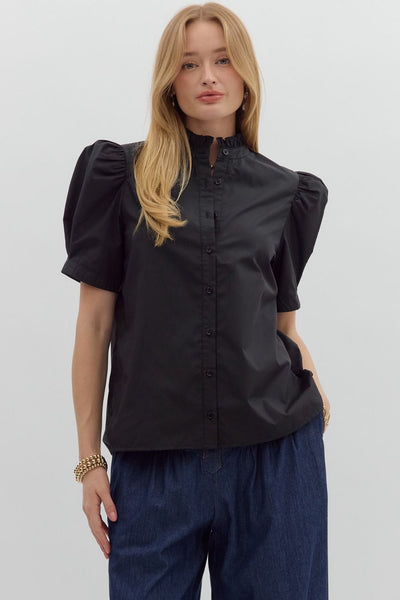 all my life button closure top | black