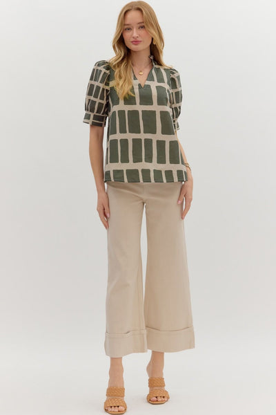 always ready abstract print top | olive
