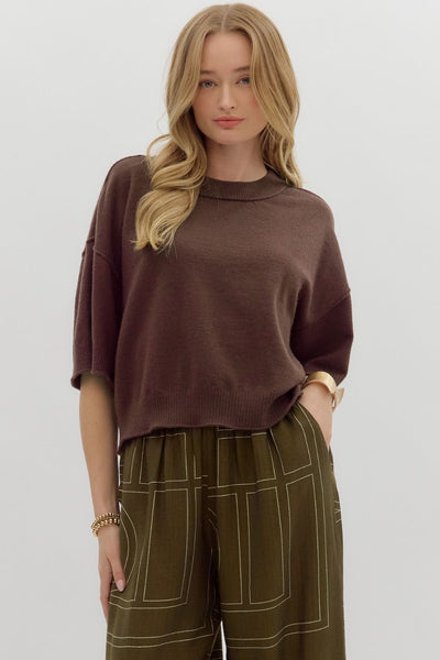 thinking it through knit pullover | brown