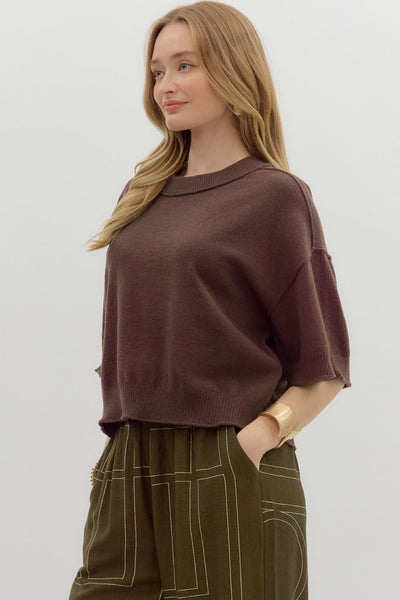 thinking it through knit pullover | brown