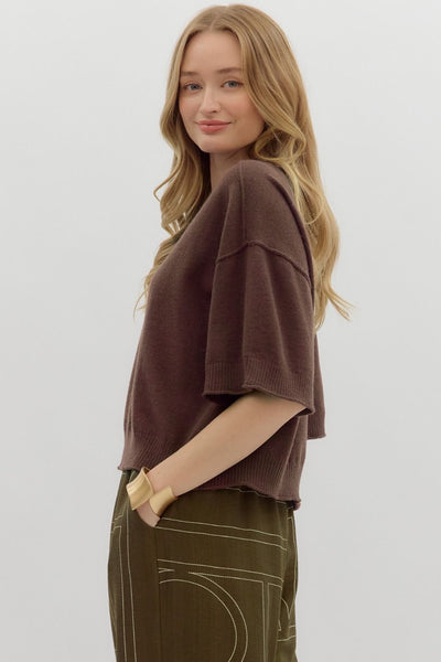 thinking it through knit pullover | brown