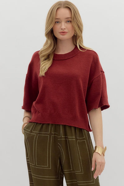 thinking it through knit pullover | garnet