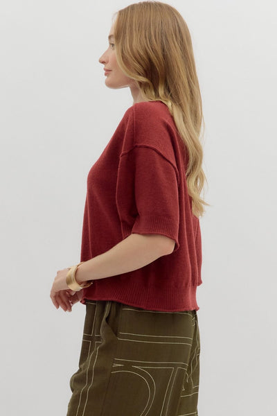 thinking it through knit pullover | garnet