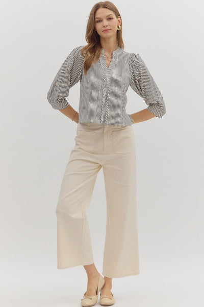 soft statement striped top | black + white