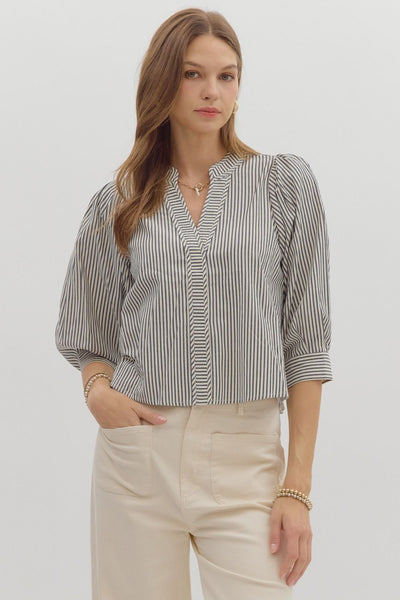soft statement striped top | black + white