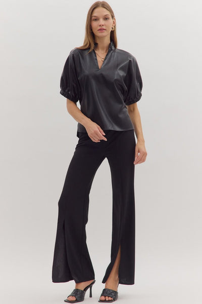 she's just got it faux leather top | black